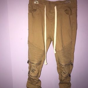 Khaki zipper joggers